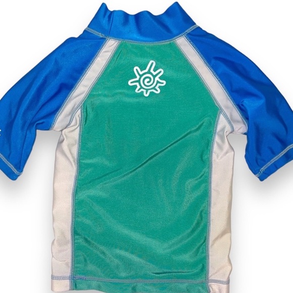 UV SKINZ 2T Boys swim trunks and rash guard matching set blue and green - Picture 3 of 9